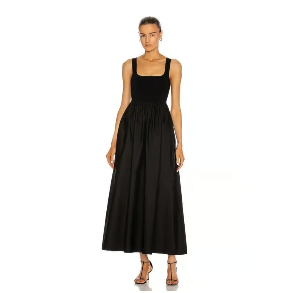 MATTEAU Knit And Cotton Maxi Black Classic Dress Size 10 NOWT